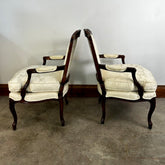 Henredon Ivory Upholstered Chairs, French Style, Pair